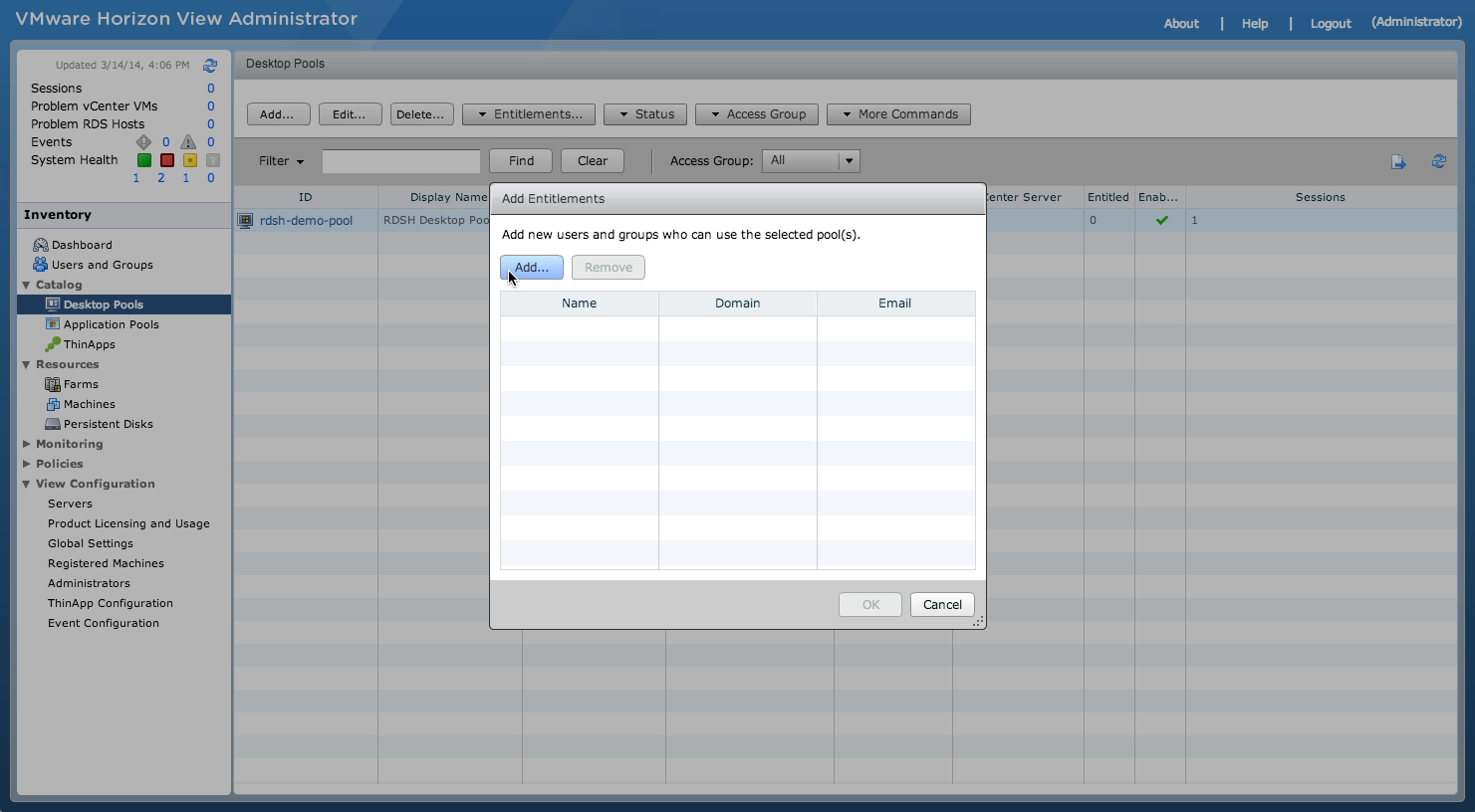 Entitle Users To A Desktop Pool VMware Horizon 6 SmartGuide