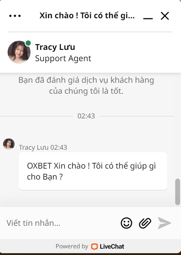 Chatbox trực tiếp với nhân viên chăm sóc khách hàng của nhà cái